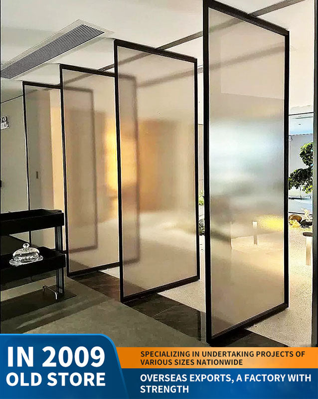 360-degree revolving door, central-axis glass door, meeting room and study partition