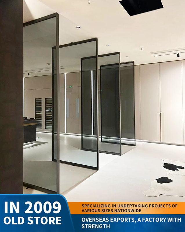 360-degree revolving door, central-axis glass door, meeting room and study partition