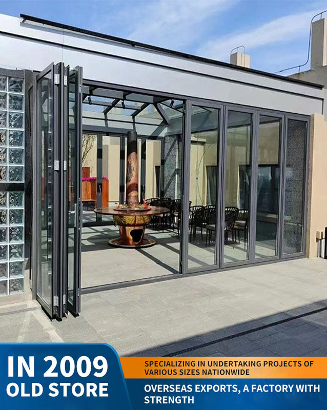 75 series heavy-duty folding door: car wash, garage tempered glass folding door