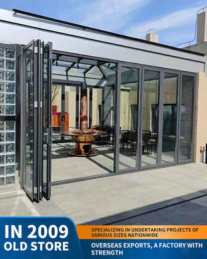 75 series heavy-duty folding door: car wash, garage tempered glass folding door