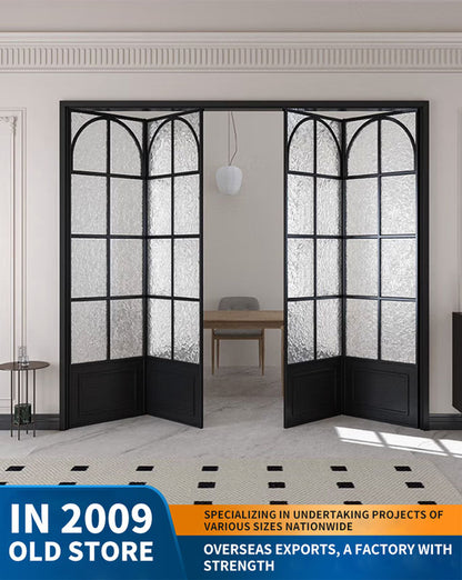 18 ultra-narrow French folding door partition: titanium-magnesium aluminum alloy glass door