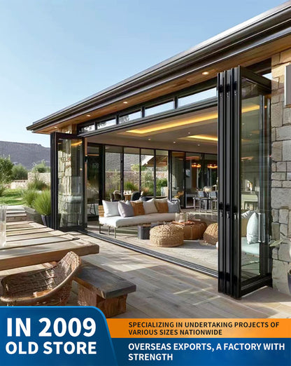 75 series heavy-duty folding door: car wash, garage tempered glass folding door