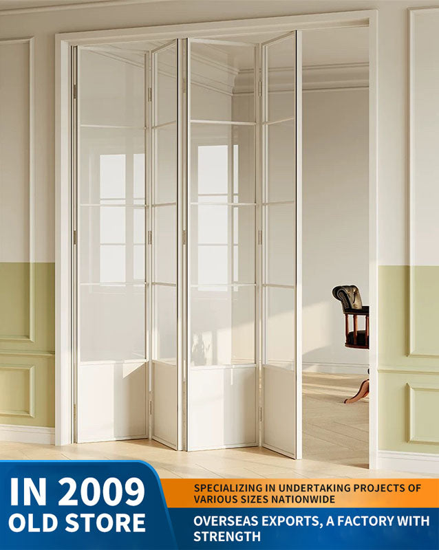 18 ultra-narrow French folding door partition: titanium-magnesium aluminum alloy glass door
