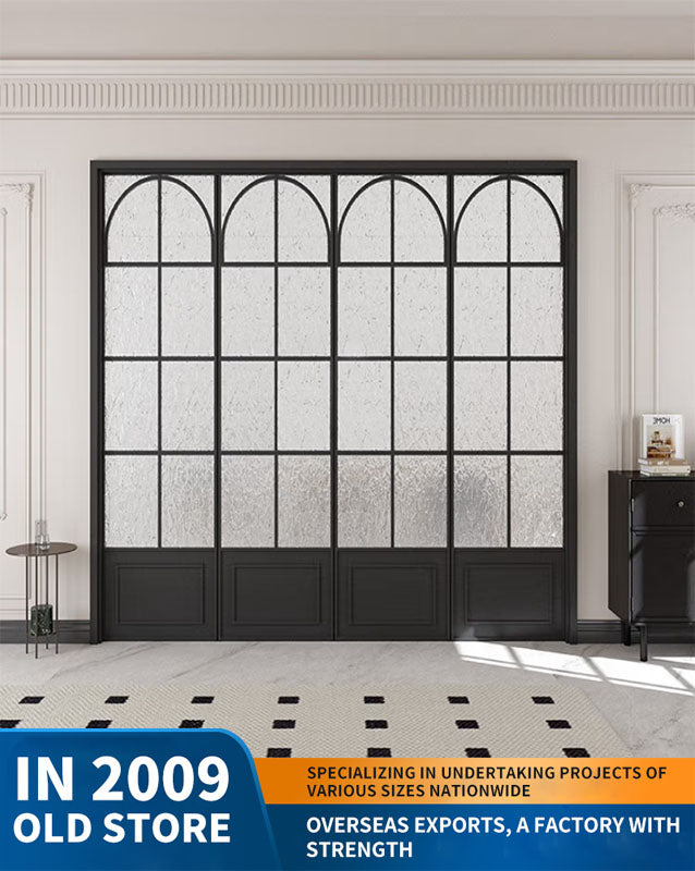 18 ultra-narrow French folding door partition: titanium-magnesium aluminum alloy glass door