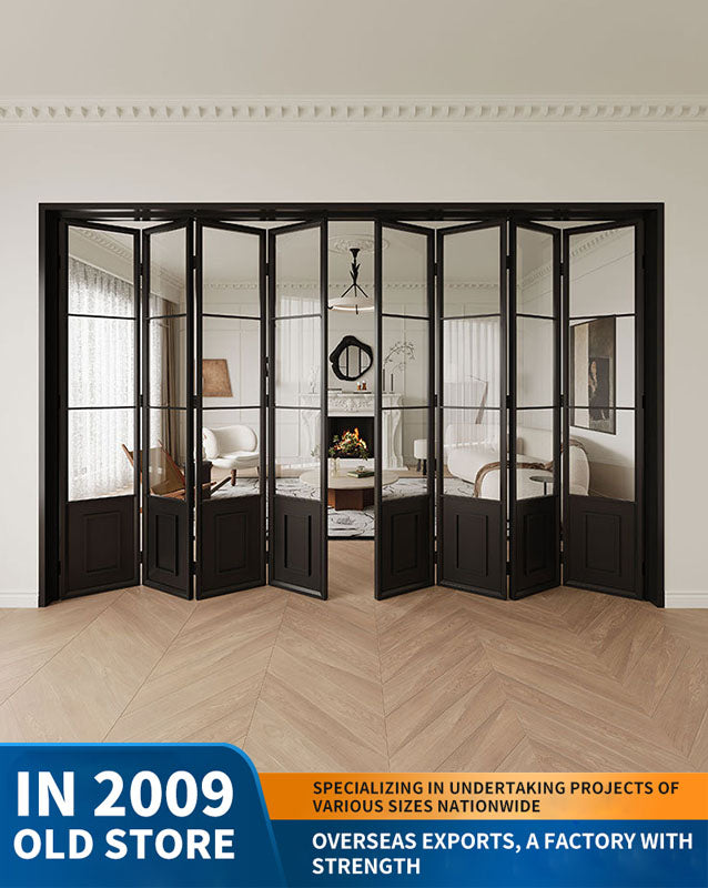 18 ultra-narrow French folding door partition: titanium-magnesium aluminum alloy glass door