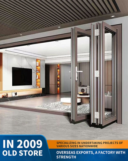 75 series heavy-duty folding door: car wash, garage tempered glass folding door