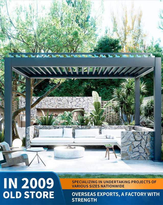 aluminum alloy pavilion, courtyard outdoor sunshade and rain shelter