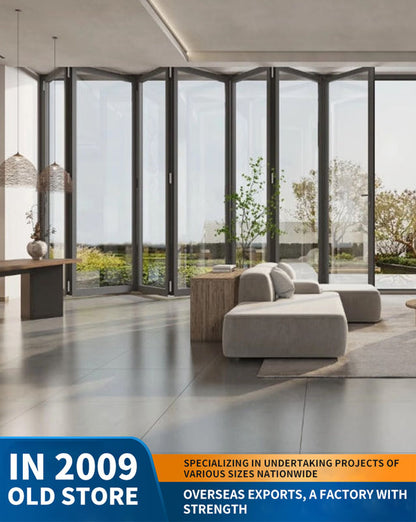 75 series heavy-duty folding door: car wash, garage tempered glass folding door