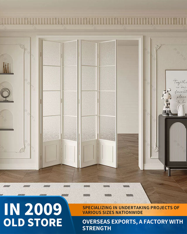 18 ultra-narrow French folding door partition: titanium-magnesium aluminum alloy glass door