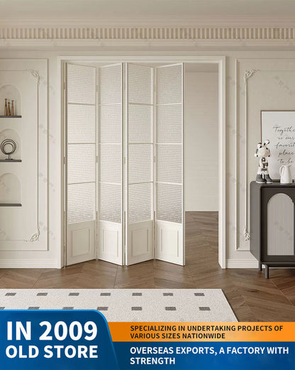 18 ultra-narrow French folding door partition: titanium-magnesium aluminum alloy glass door