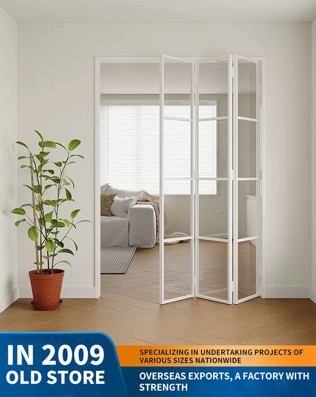 18 ultra-narrow French folding door partition: titanium-magnesium aluminum alloy glass door