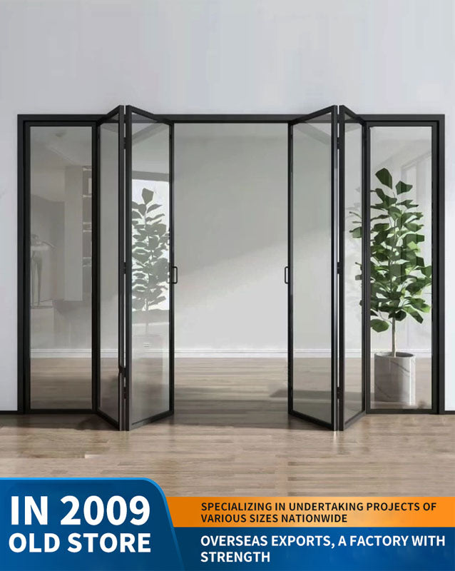 75 series heavy-duty folding door: car wash, garage tempered glass folding door