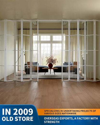 18 ultra-narrow French folding door partition: titanium-magnesium aluminum alloy glass door