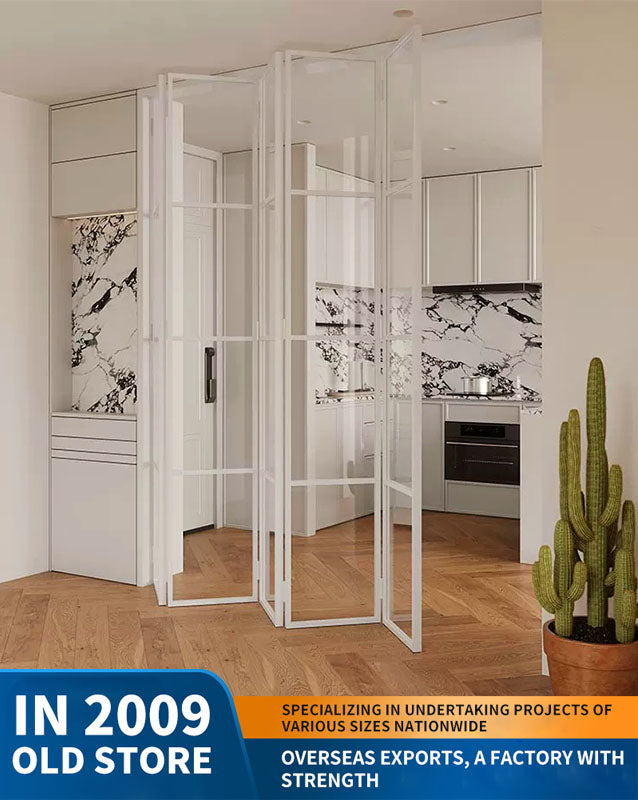 18 ultra-narrow French folding door partition: titanium-magnesium aluminum alloy glass door