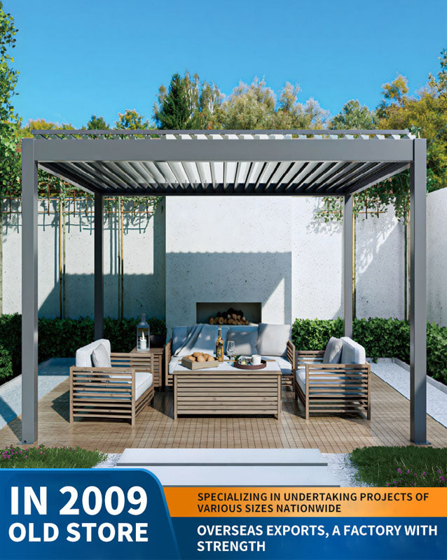 aluminum alloy pavilion, courtyard outdoor sunshade and rain shelter