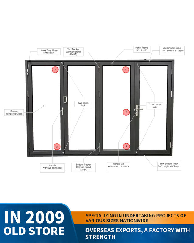 75 series heavy-duty folding door: car wash, garage tempered glass folding door