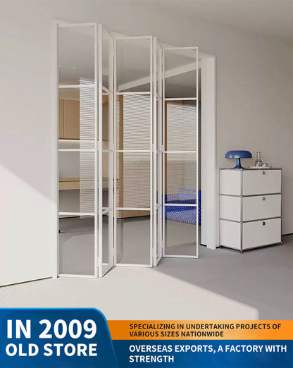 18 ultra-narrow French folding door partition: titanium-magnesium aluminum alloy glass door