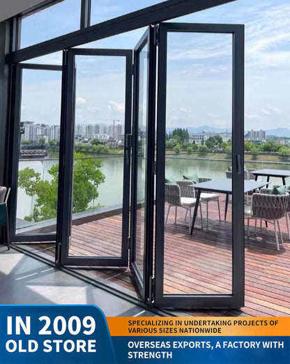 75 series heavy-duty folding door: car wash, garage tempered glass folding door