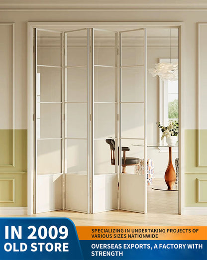 18 ultra-narrow French folding door partition: titanium-magnesium aluminum alloy glass door