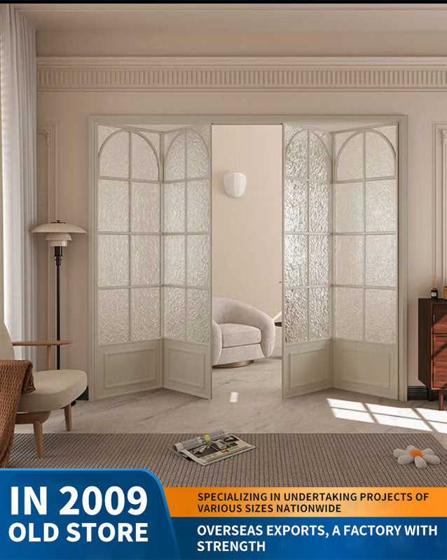 18 ultra-narrow French folding door partition: titanium-magnesium aluminum alloy glass door